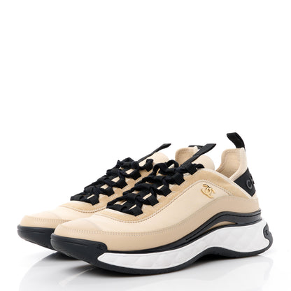 Chanel Velvet Calfskin Mixed Fibers CC Sneakers 41 Beige 3 of 8