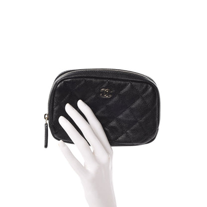 Chanel Caviar Quilted Small Curvy Pouch Cosmetic Case Black 2 of 8