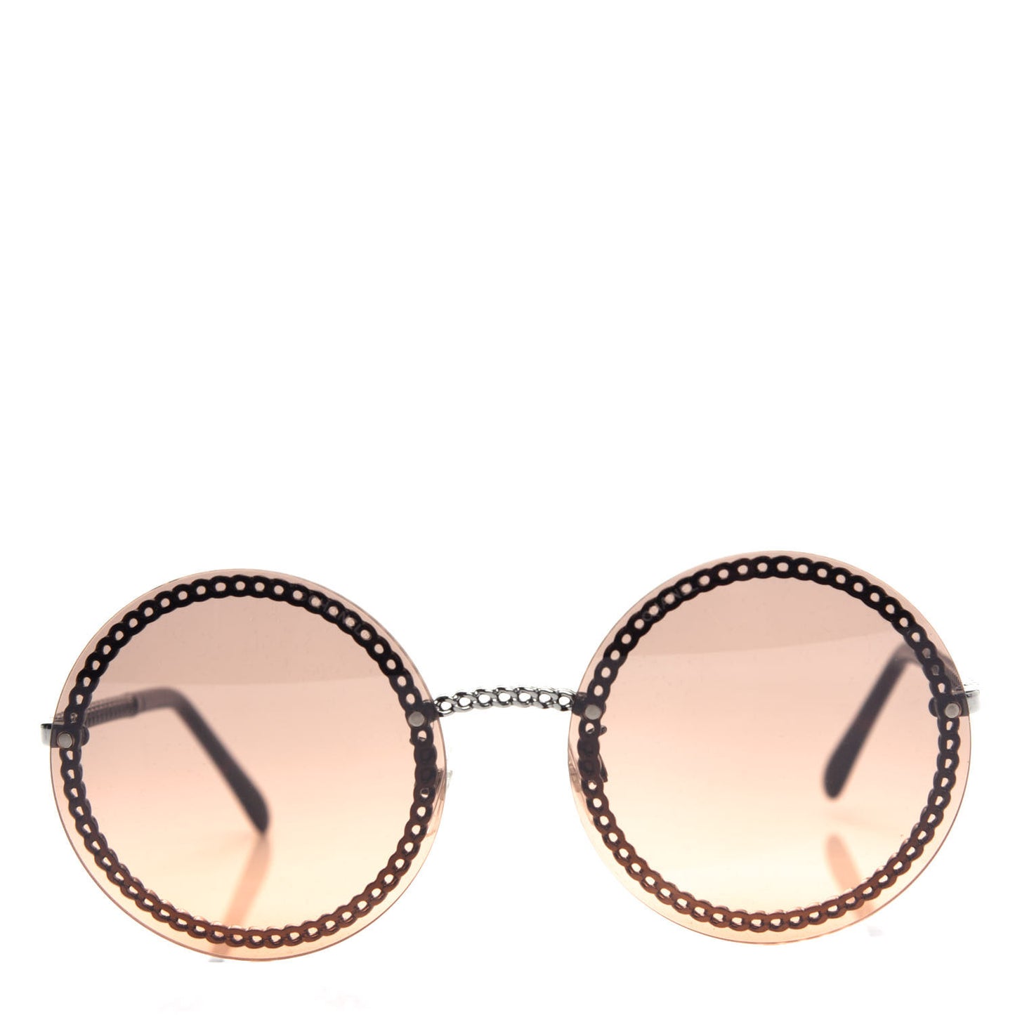Metal Chain Round Sunglasses 4245 Brown Gold