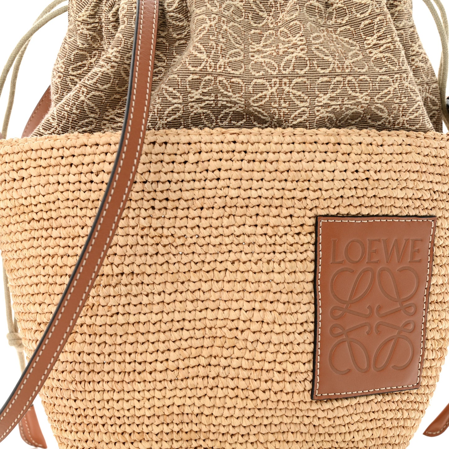 Calfskin Raffia Anagram Paulas Ibiza Pochette Bag Natural Tan