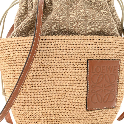 Loewe Calfskin Raffia Anagram Paulas Ibiza Pochette Bag Natural Tan 7 of 9
