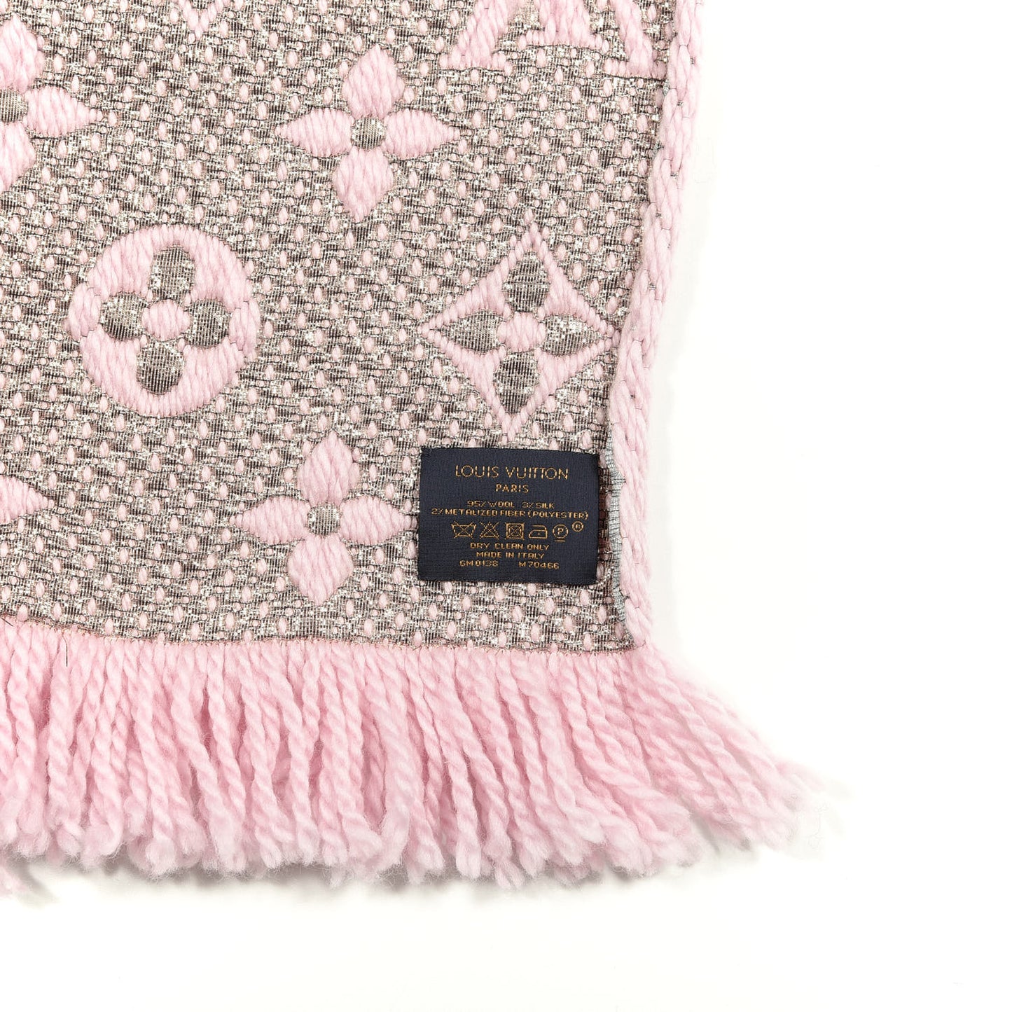Wool Silk Logomania Shine Scarf Pink