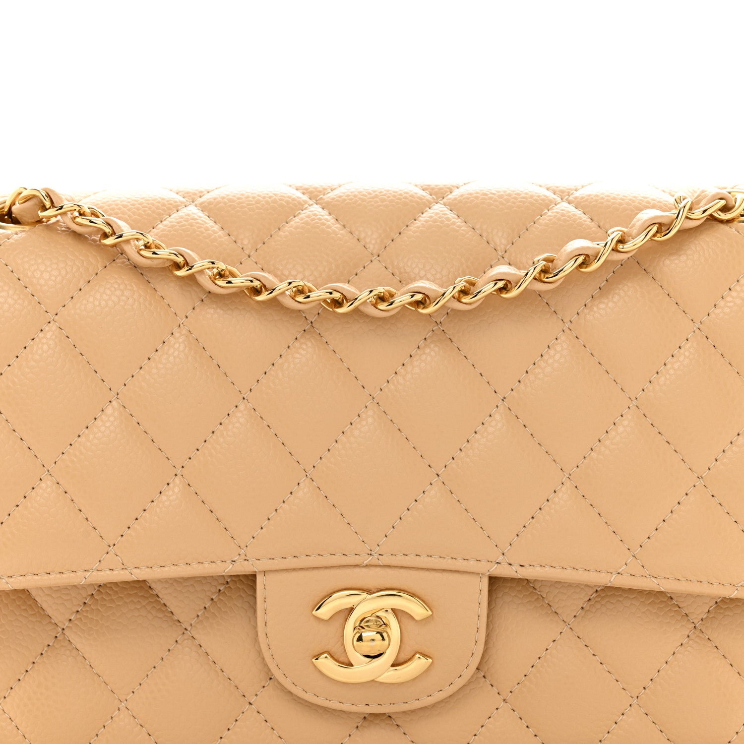 Chanel Caviar Quilted Medium Double Flap Beige 8 of 12