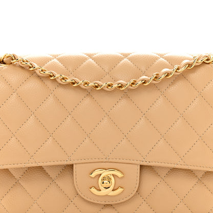 Chanel Caviar Quilted Medium Double Flap Beige 8 of 12