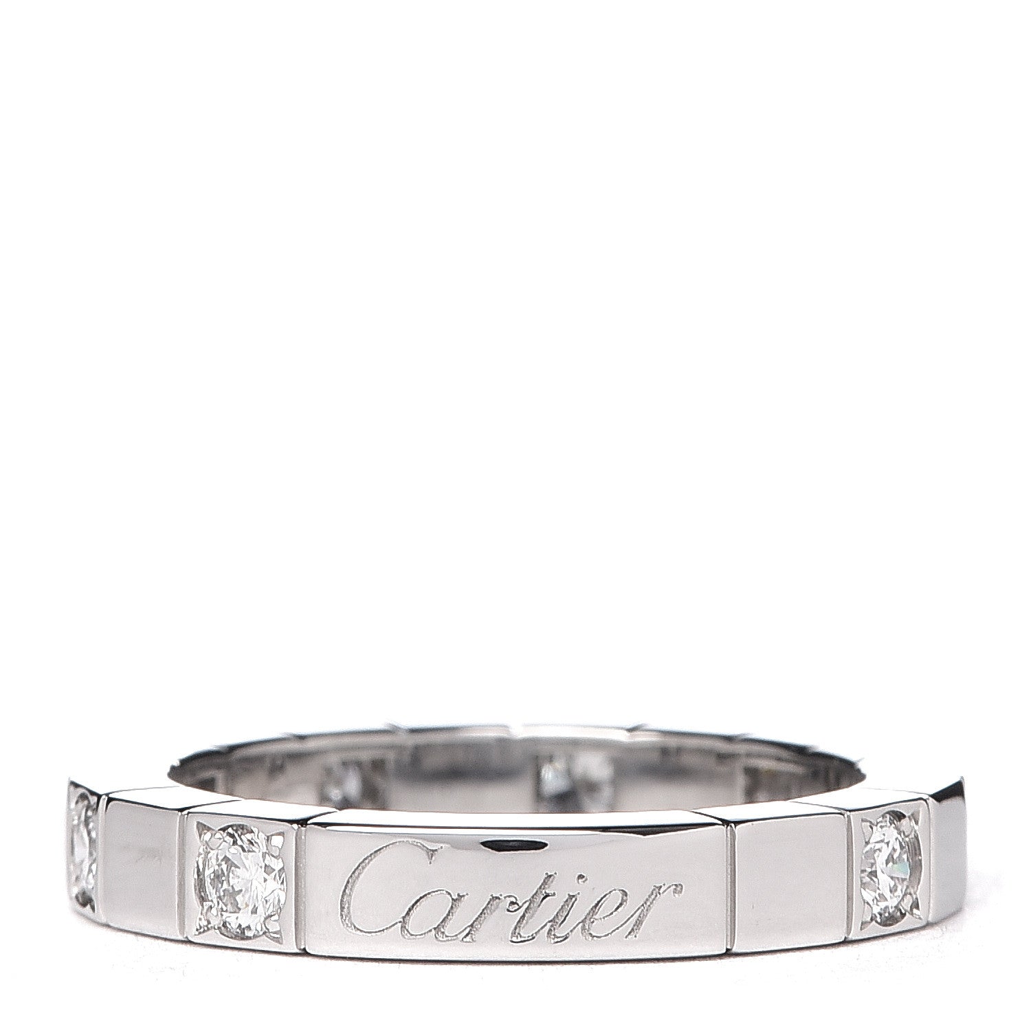 Cartier 18K White Gold Diamond Lanieres Half Eternity Band Ring 48 4.5 1 of 5