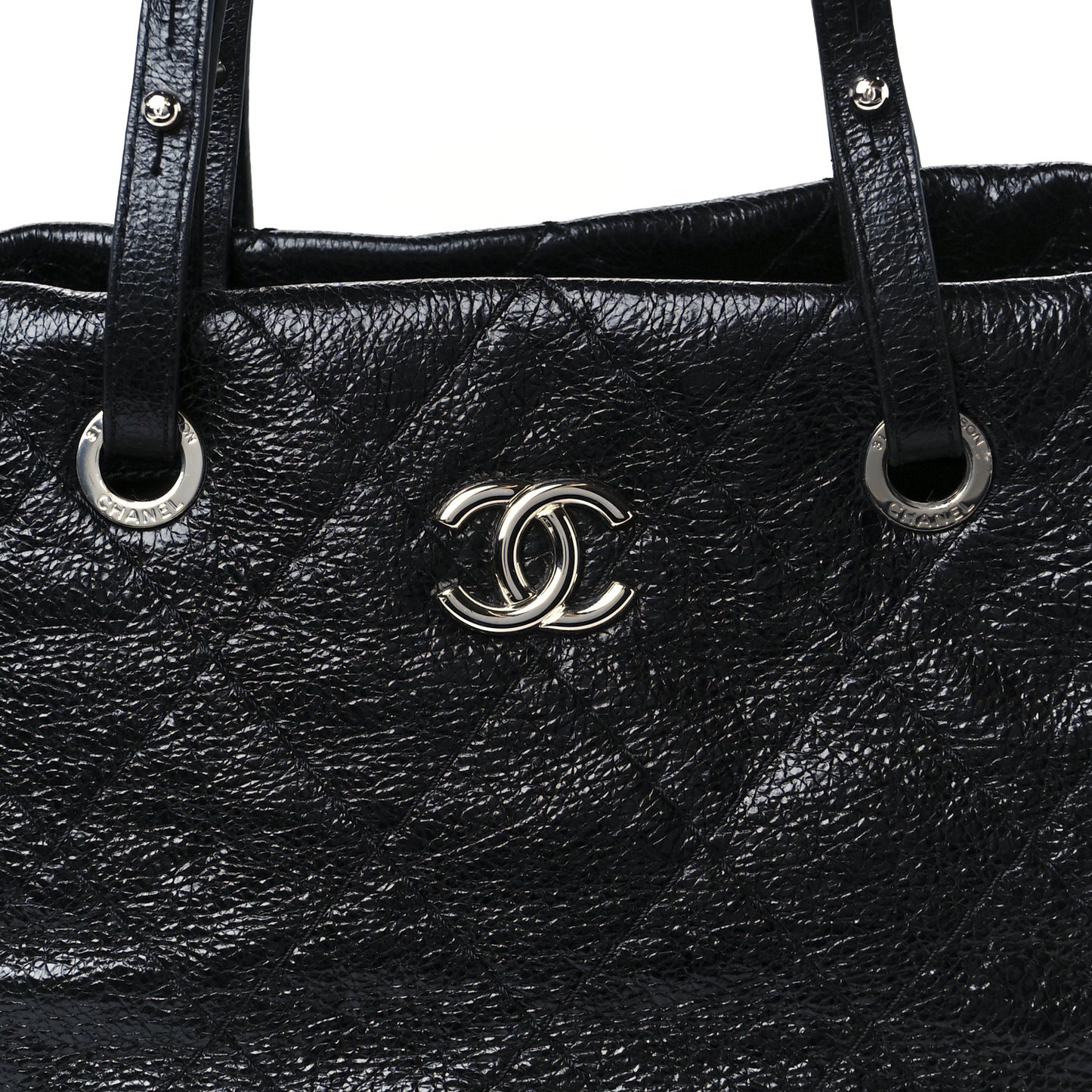 Glazed Calfskin Large On The Road Tote Black