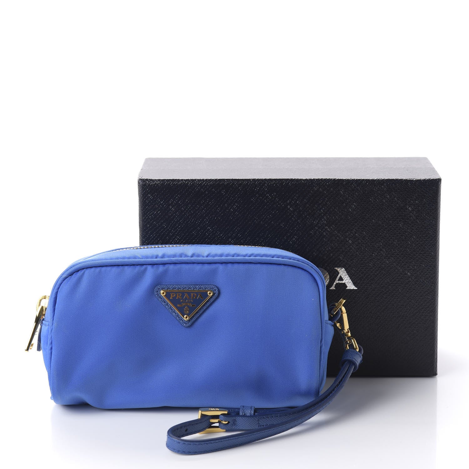 Prada Tessuto Nylon Saffiano Wristlet Azzurro 10 of 10