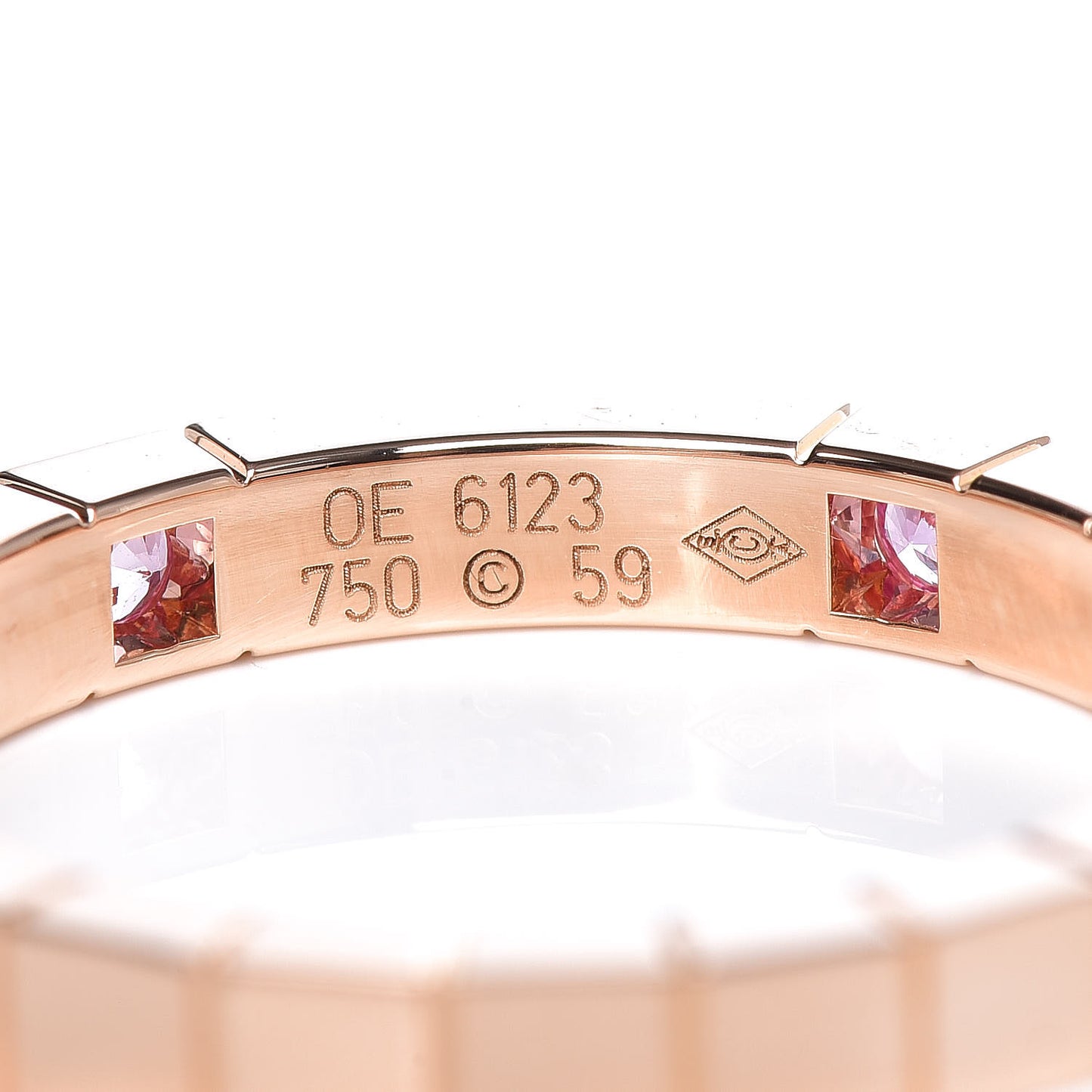 18K Pink Gold Pink Sapphire Lanieres Ring 59 8.75