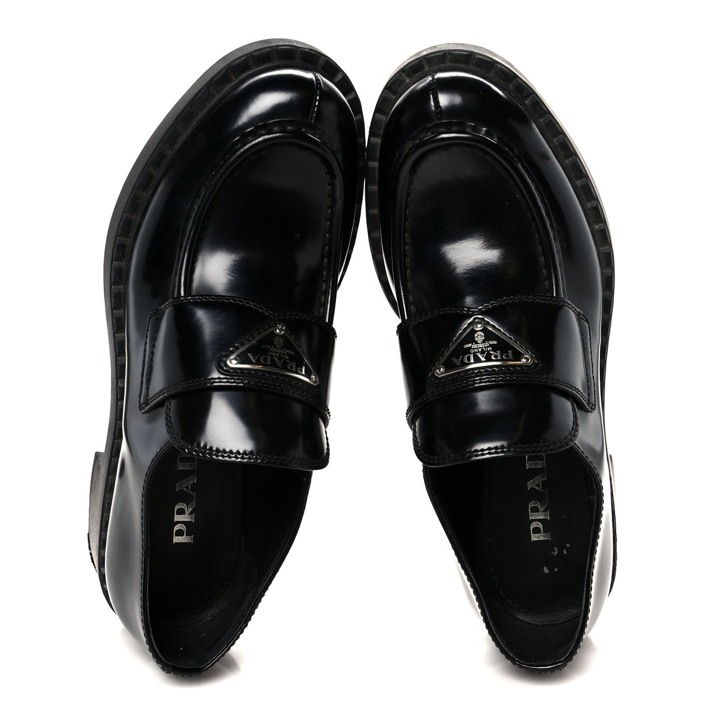 Spazzolato Metal Triangle Logo 50mm Loafers 37 Black
