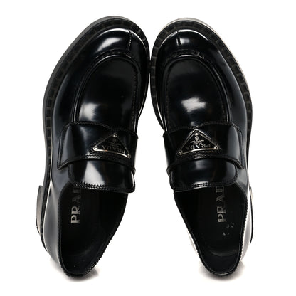 Prada Spazzolato Metal Triangle Logo 50mm Loafers 37 Black 2 of 10