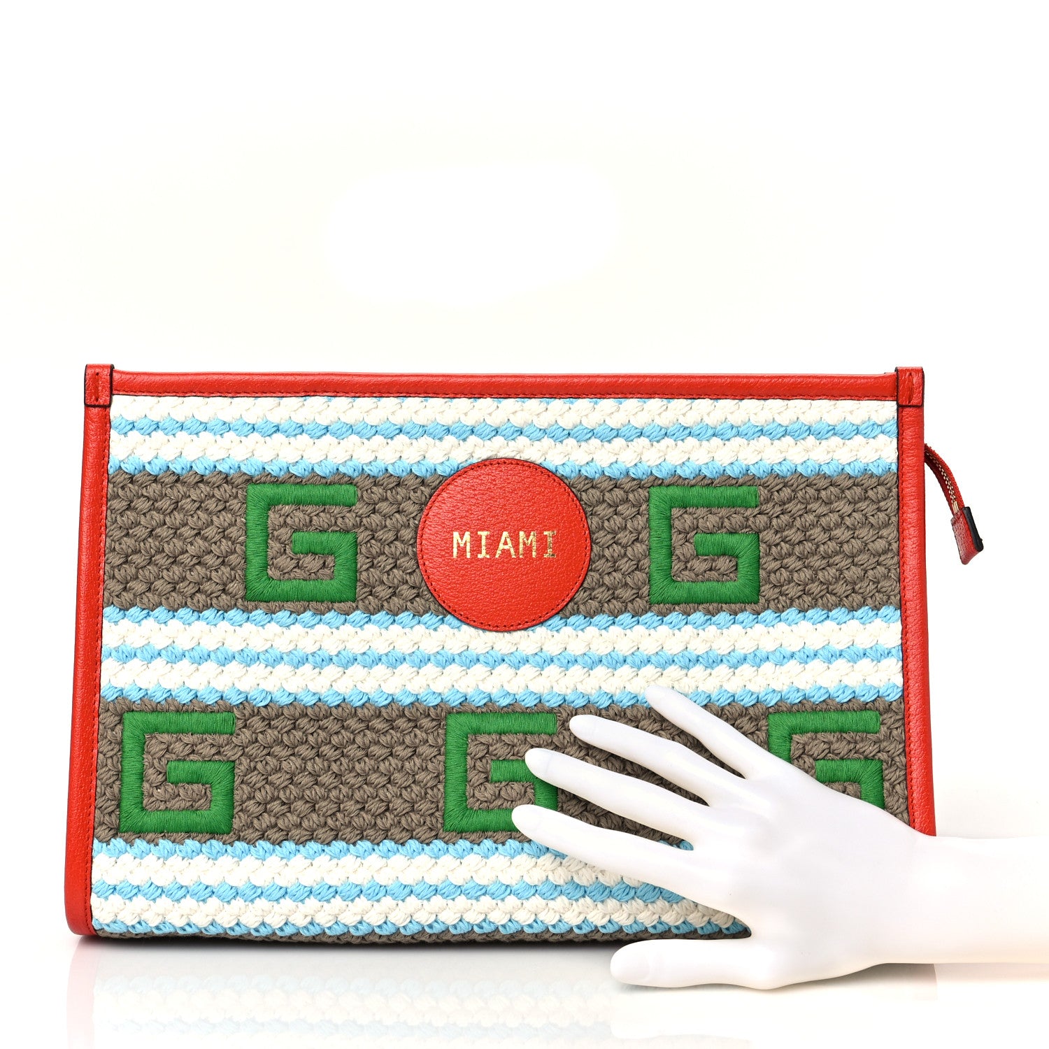 Gucci Fabric Embroidered Miami Striped Case Orange Multicolor 2 of 8