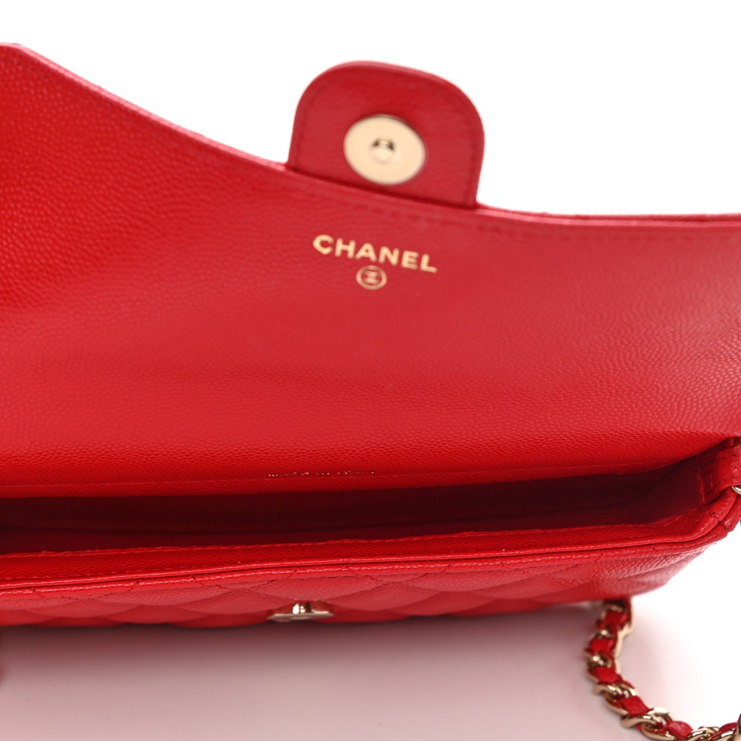 Chanel Caviar Quilted Flap Phone Holder With Chain Red 5 of 14