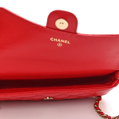 Chanel Caviar Quilted Flap Phone Holder With Chain Red 5 of 14