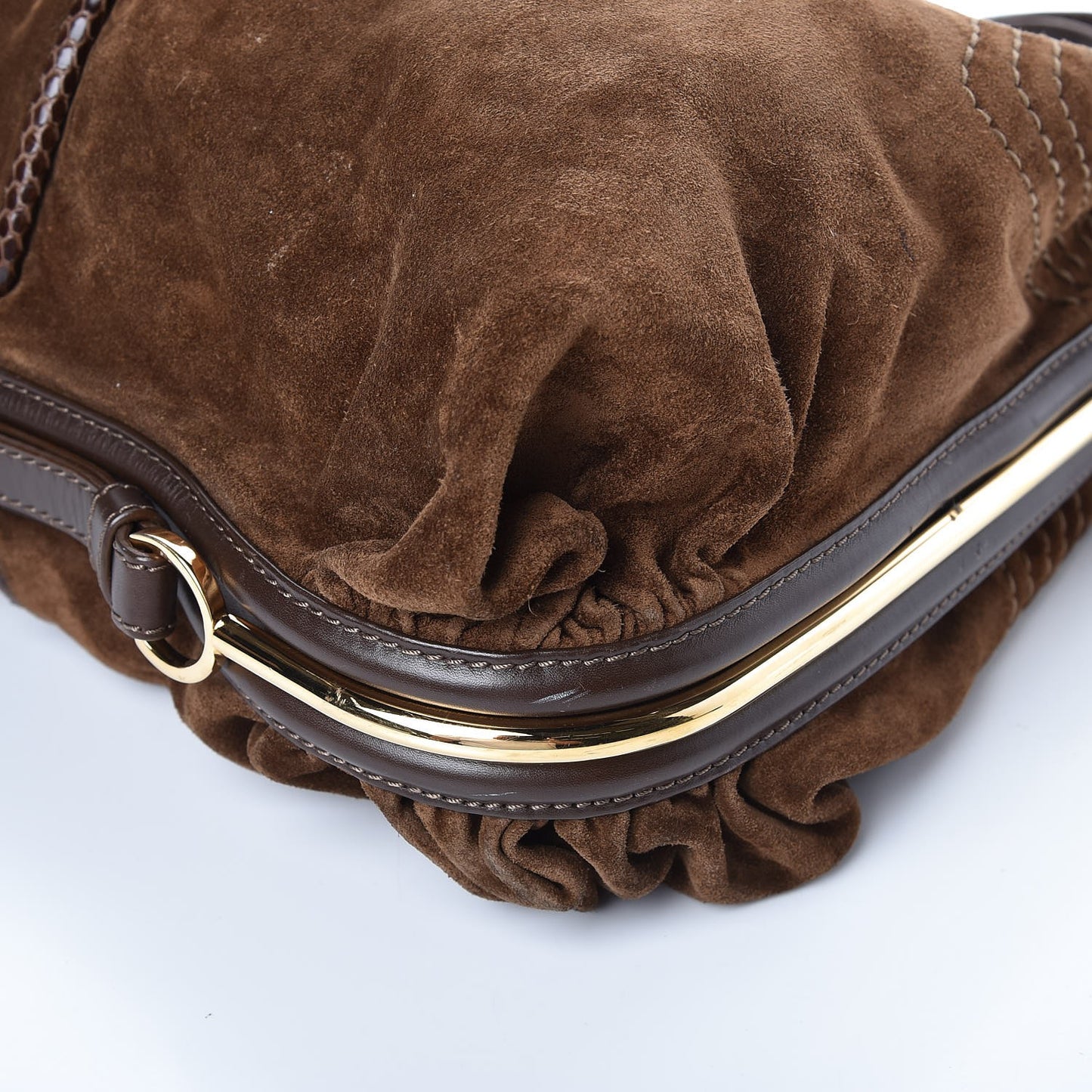 JIMMY CHOO Suede Watersnake Trim Alex Shoulder Bag Cognac