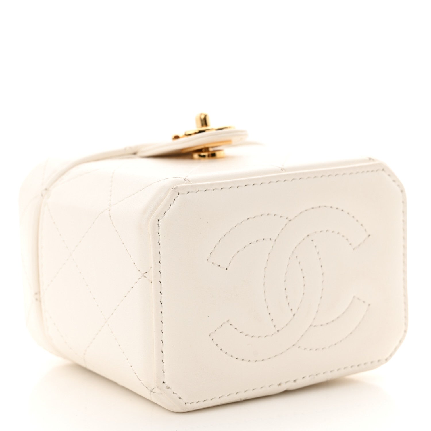 Chanel Lambskin Quilted Vanity Clutch With Chain White 4 of 10