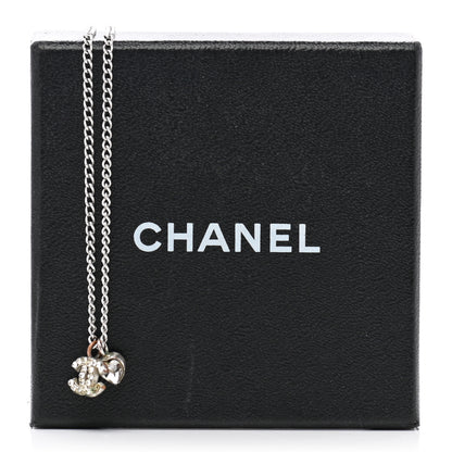 Chanel Crystal CC Heart Necklace Silver 7 of 7