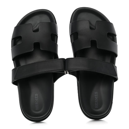 Hermes Calfskin Womens Chypre Sandals 38 Black 5 of 12