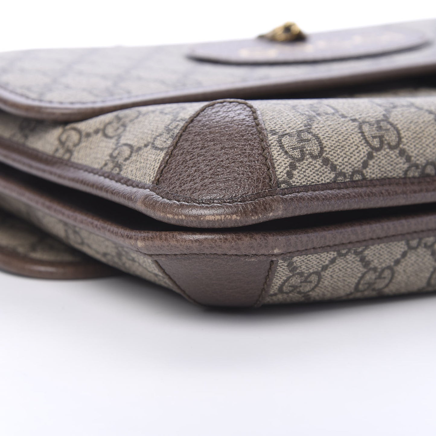 GG Supreme Monogram Web Neo Vintage Double Flap Messenger Bag Beige New Acero