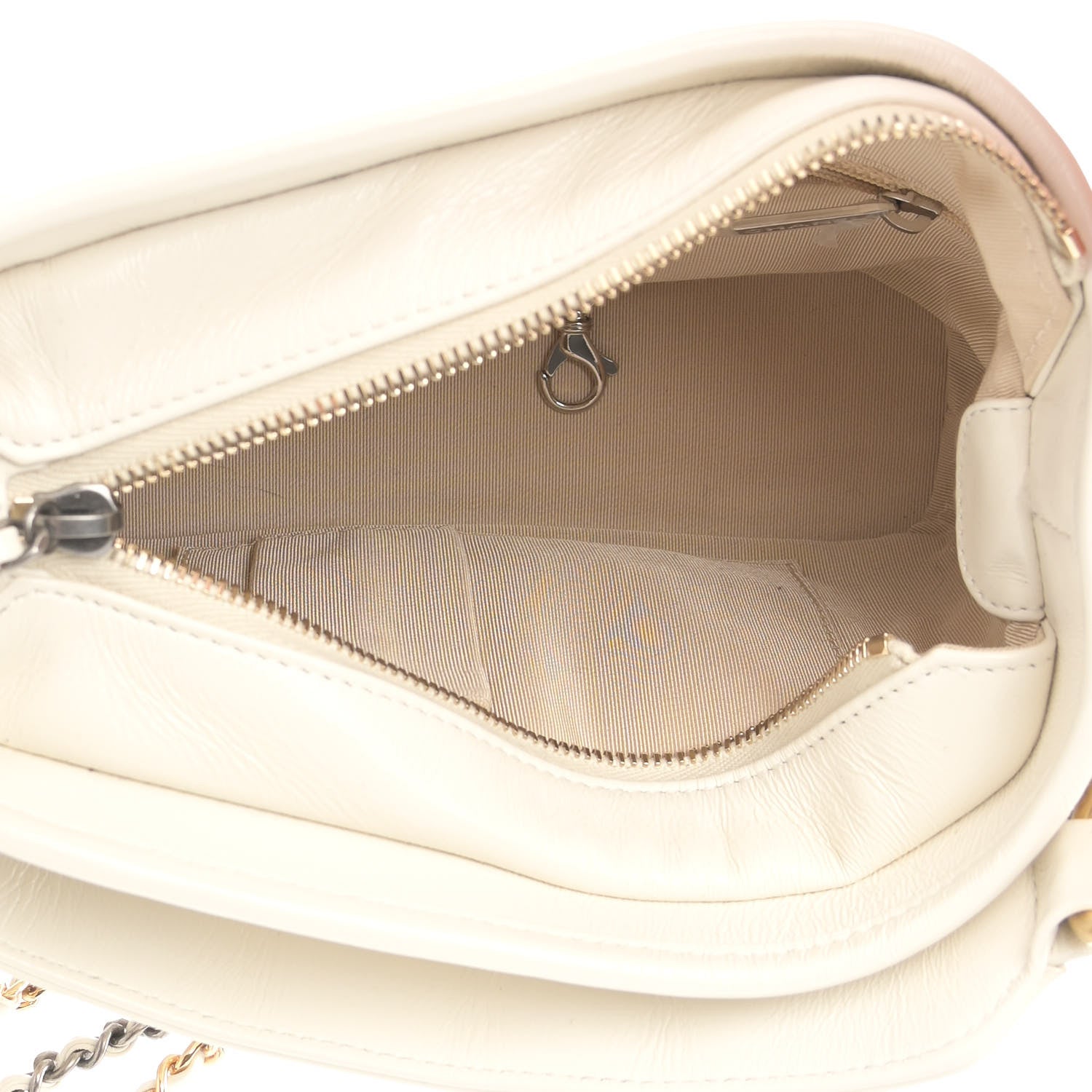 Chanel Calfskin Wool Felt Embossed Small Gabrielle Logo Hobo White 5 of 12