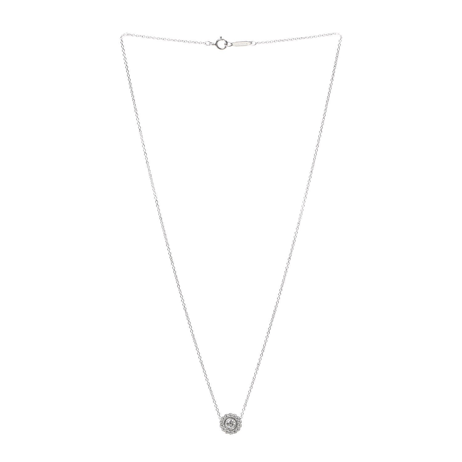 Tiffany Platinum Diamond Enchant Flower Pendant Necklace 3 of 5