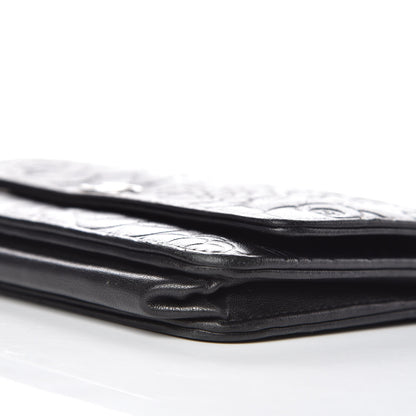 Chanel Lambskin Camellia Embossed Wallet on Chain WOC Black 9 of 16