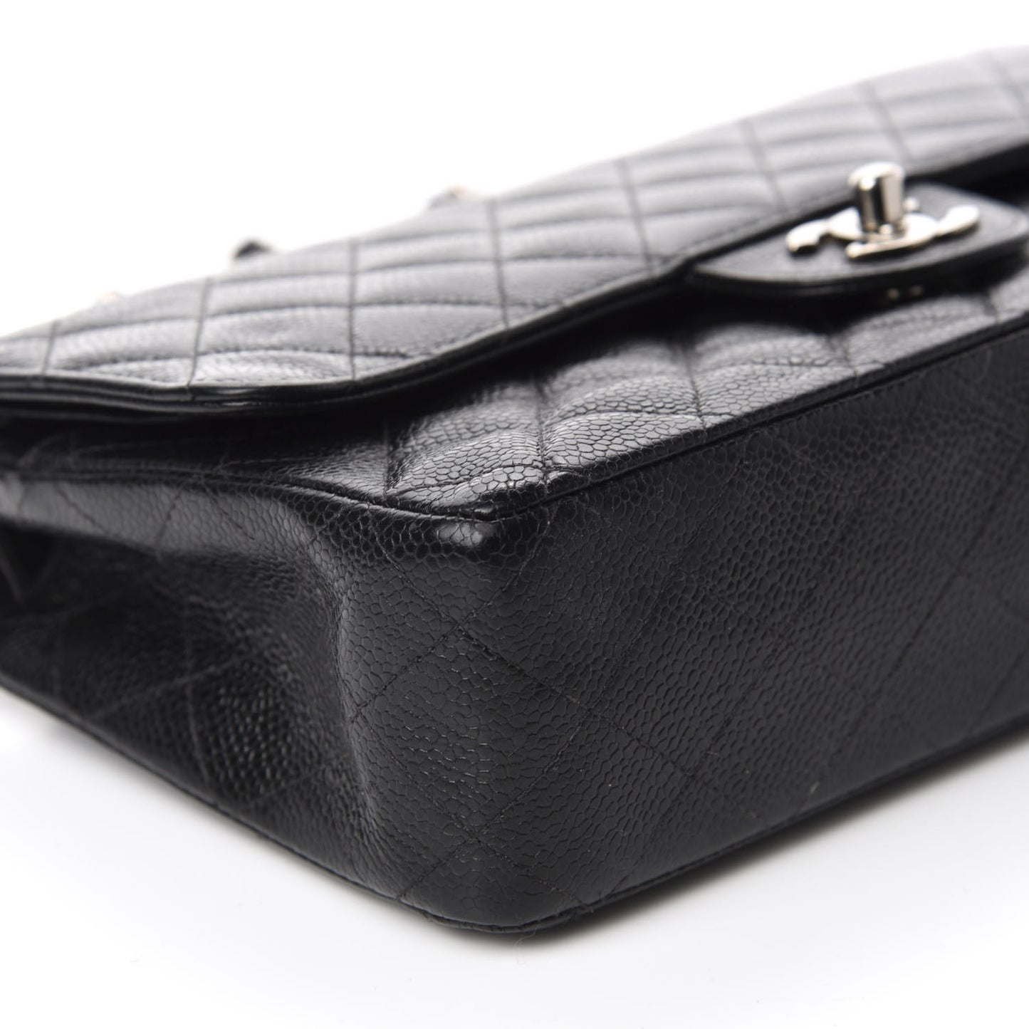 Caviar Quilted Medium Double Flap Black