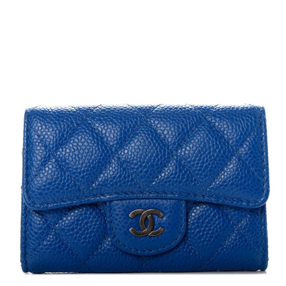 Chanel Caviar Quilted Flap Card Holder Wallet Blue 1 of 9