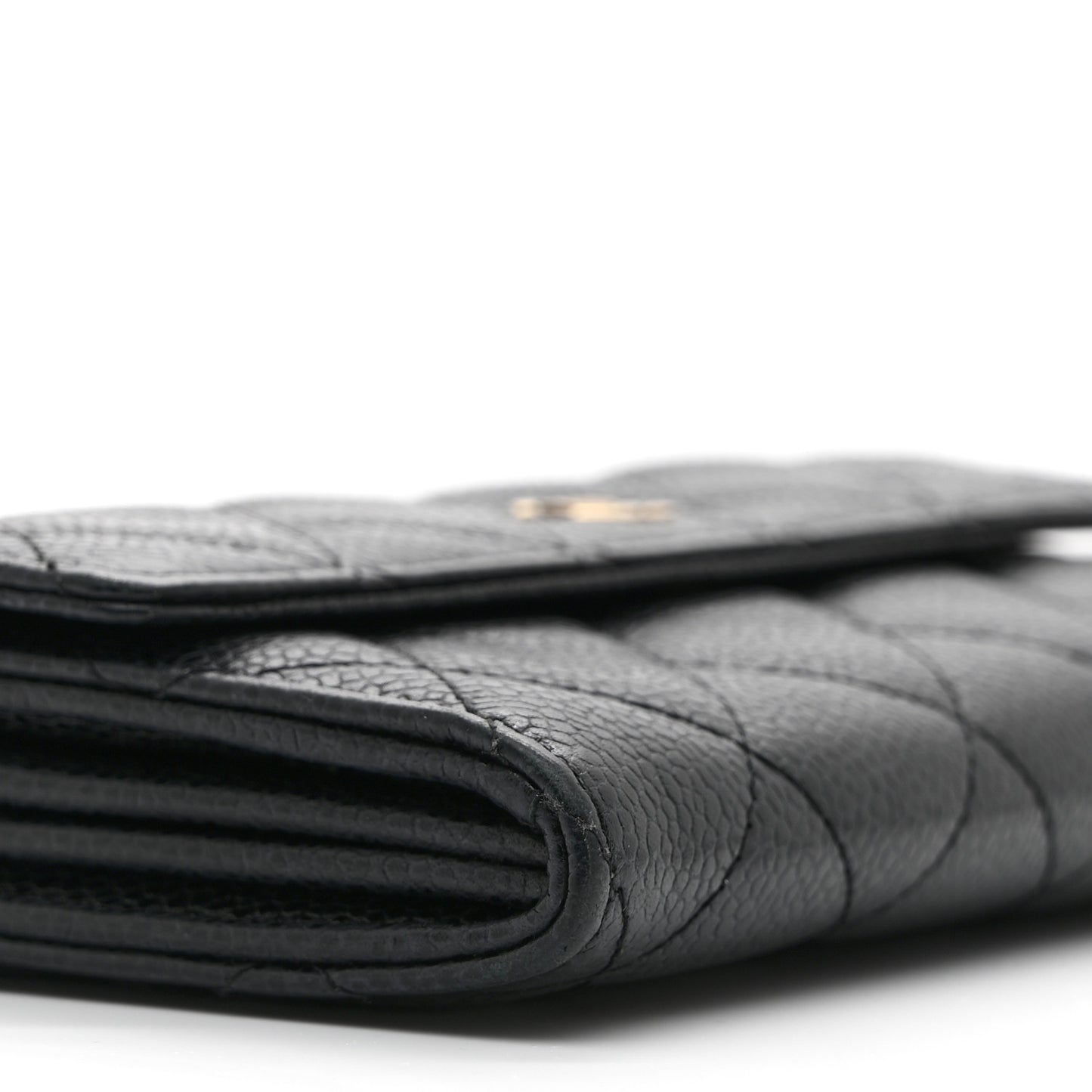 Caviar Quilted Large Gusset Flap Wallet Black