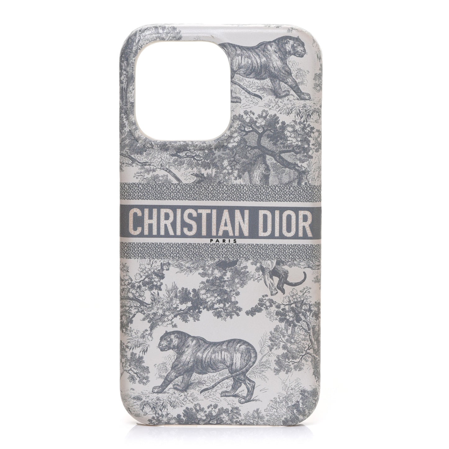 Calfskin Toile De Jouy iPhone 13 Pro Case Grey