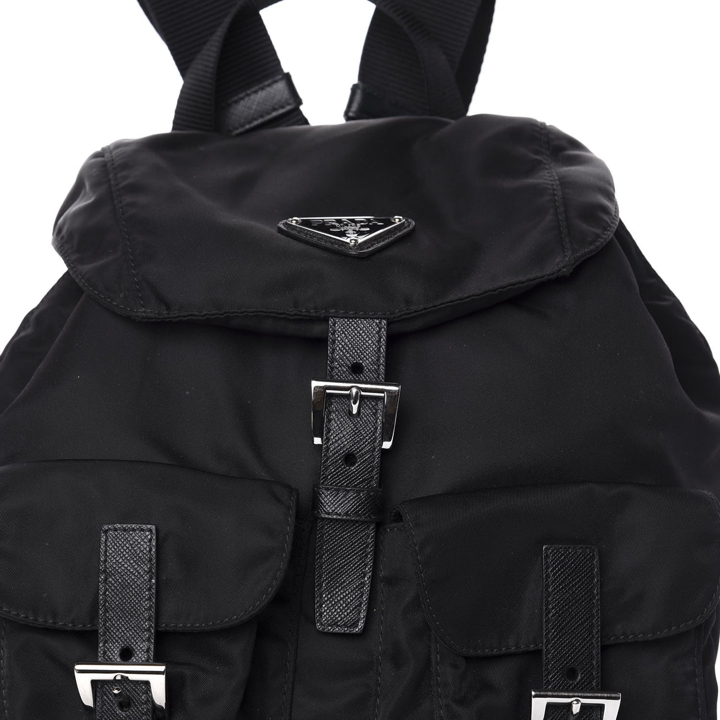 Tessuto Nylon Saffiano Small Backpack Black