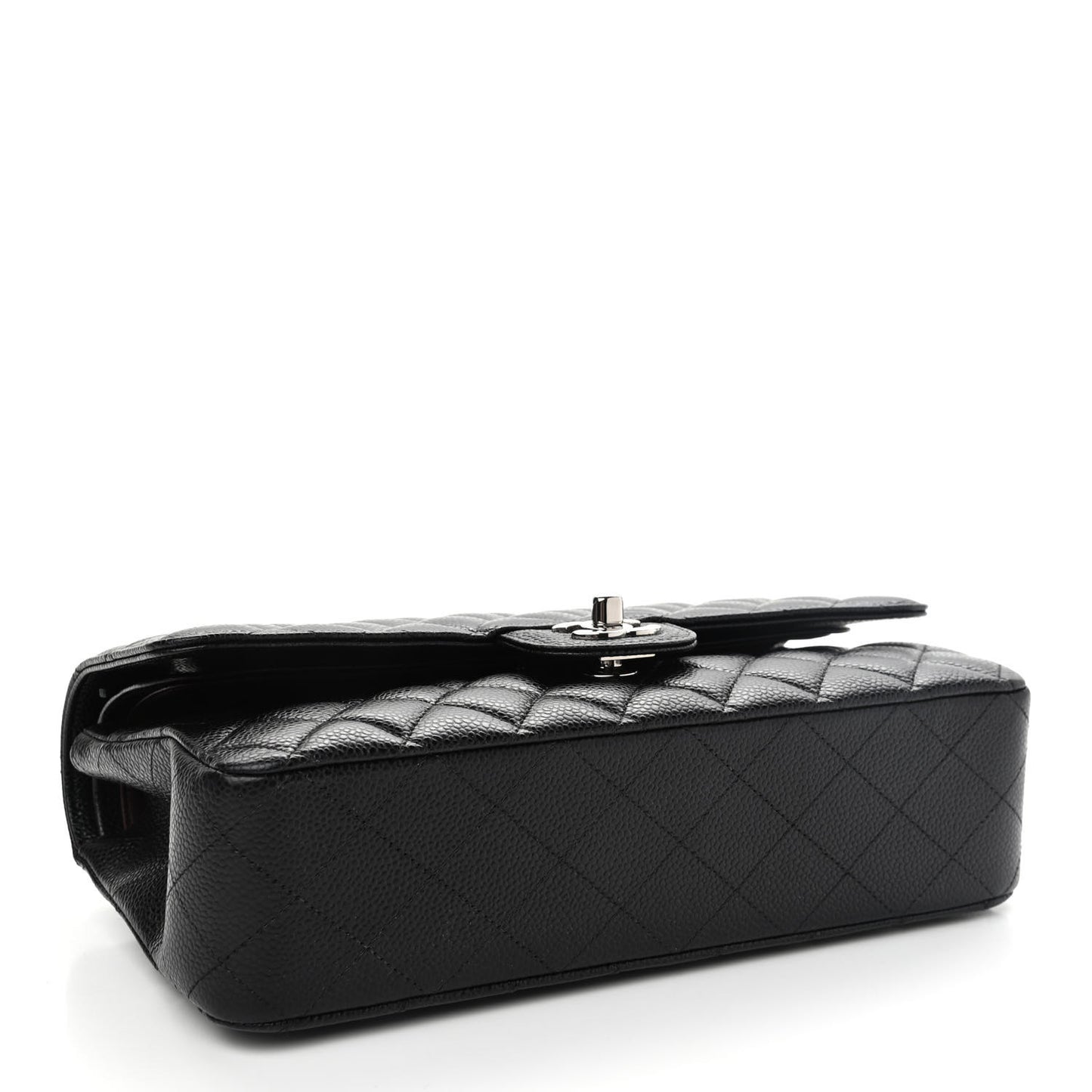 Caviar Quilted Medium Double Flap Black