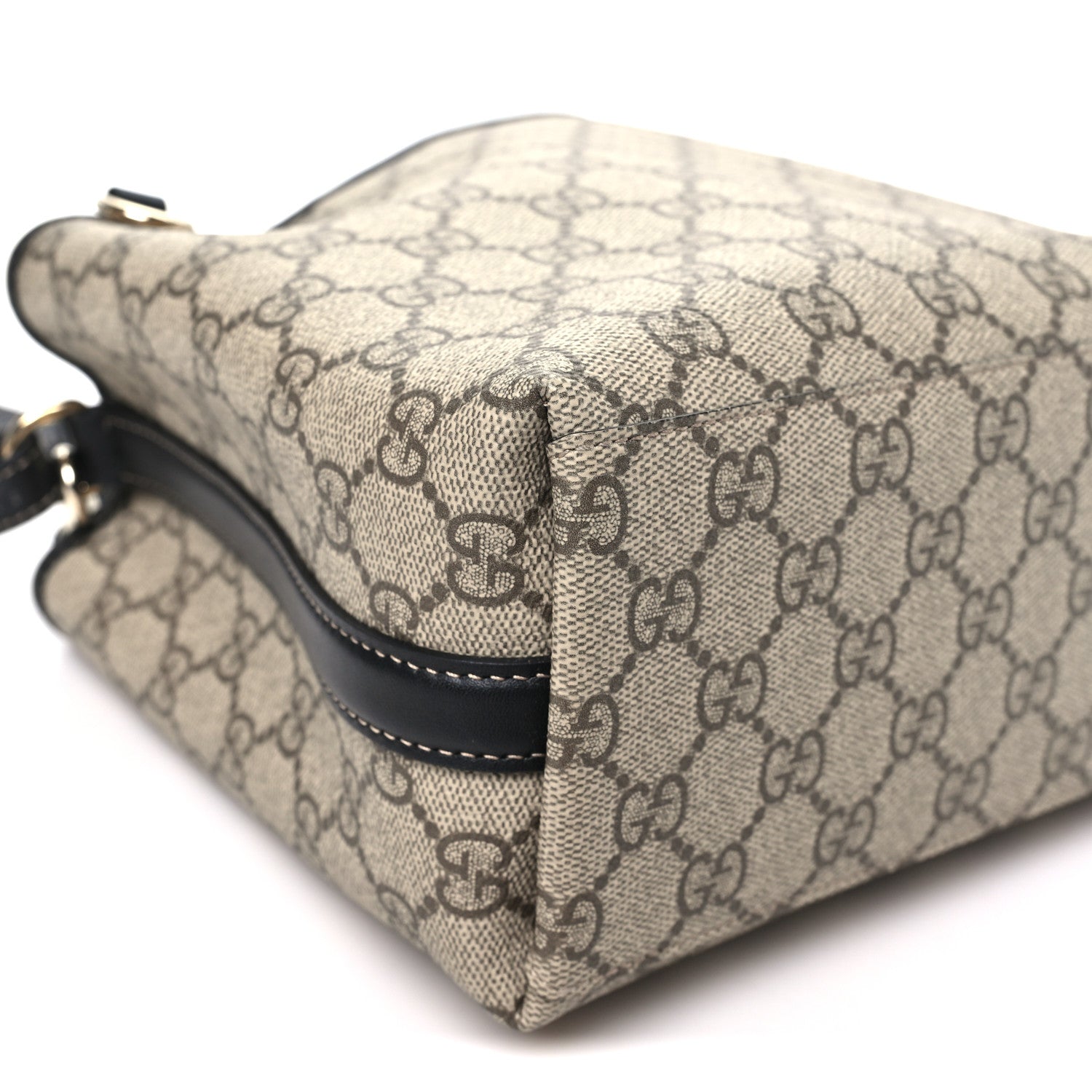 Gucci GG Supreme Monogram Emblem Mini Bucket Bag Beige Black 8 of 9