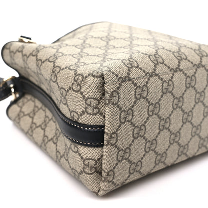 Gucci GG Supreme Monogram Emblem Mini Bucket Bag Beige Black 8 of 9