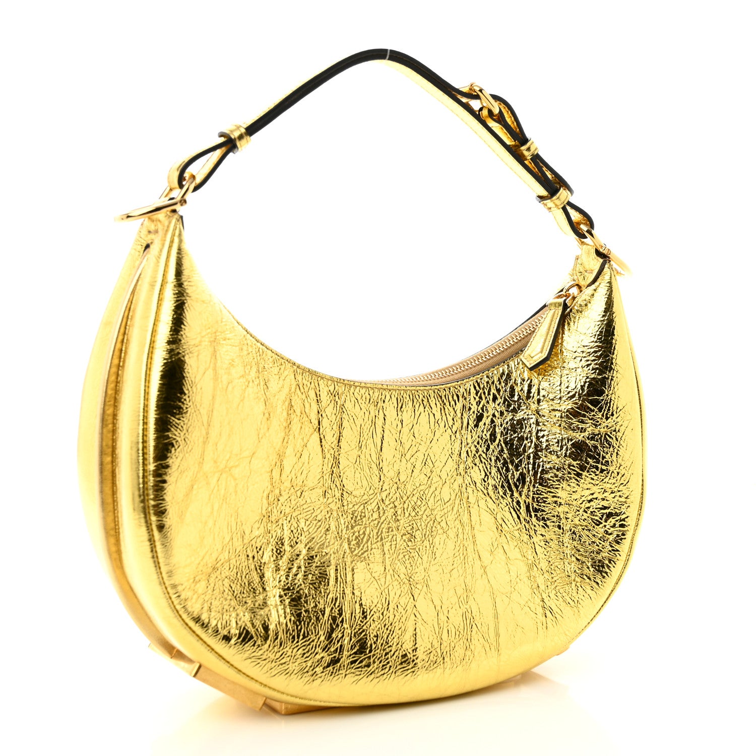 Fendi Rock Millenium Small Fendigraphy Hobo Gold 3 of 9