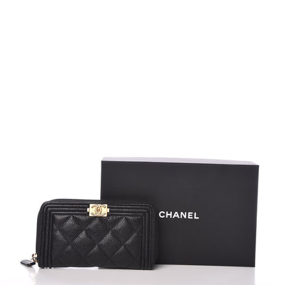 Chanel Caviar Quilted Small Boy Zip Around Wallet Black 7 of 11