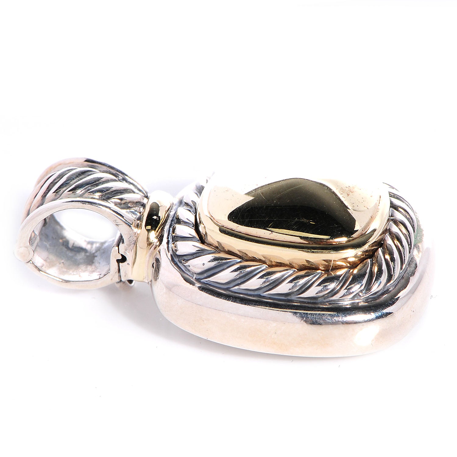 David Yurman Sterling Silver 14K Gold Dome 12mm Albion Enhancer Pendant 3 of 6