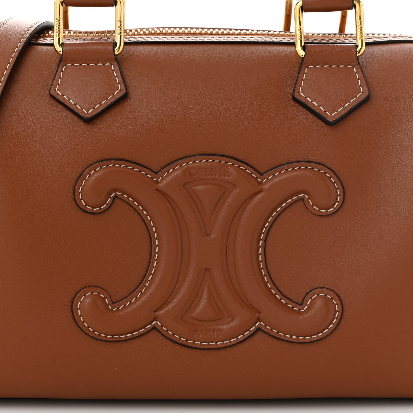 Smooth Calfskin Triomphe Small Boston Bag Tan