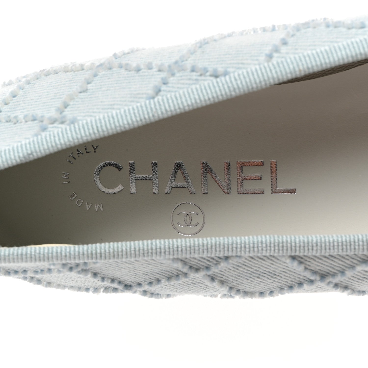 Chanel Denim Embroidered Grosgrain CC Cap Toe Ballerina Flats 37.5 Blue Black 6 of 10