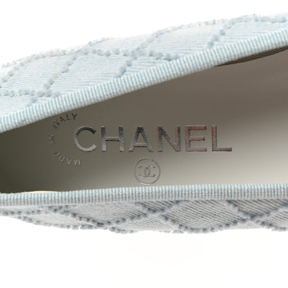 Chanel Denim Embroidered Grosgrain CC Cap Toe Ballerina Flats 37.5 Blue Black 6 of 10