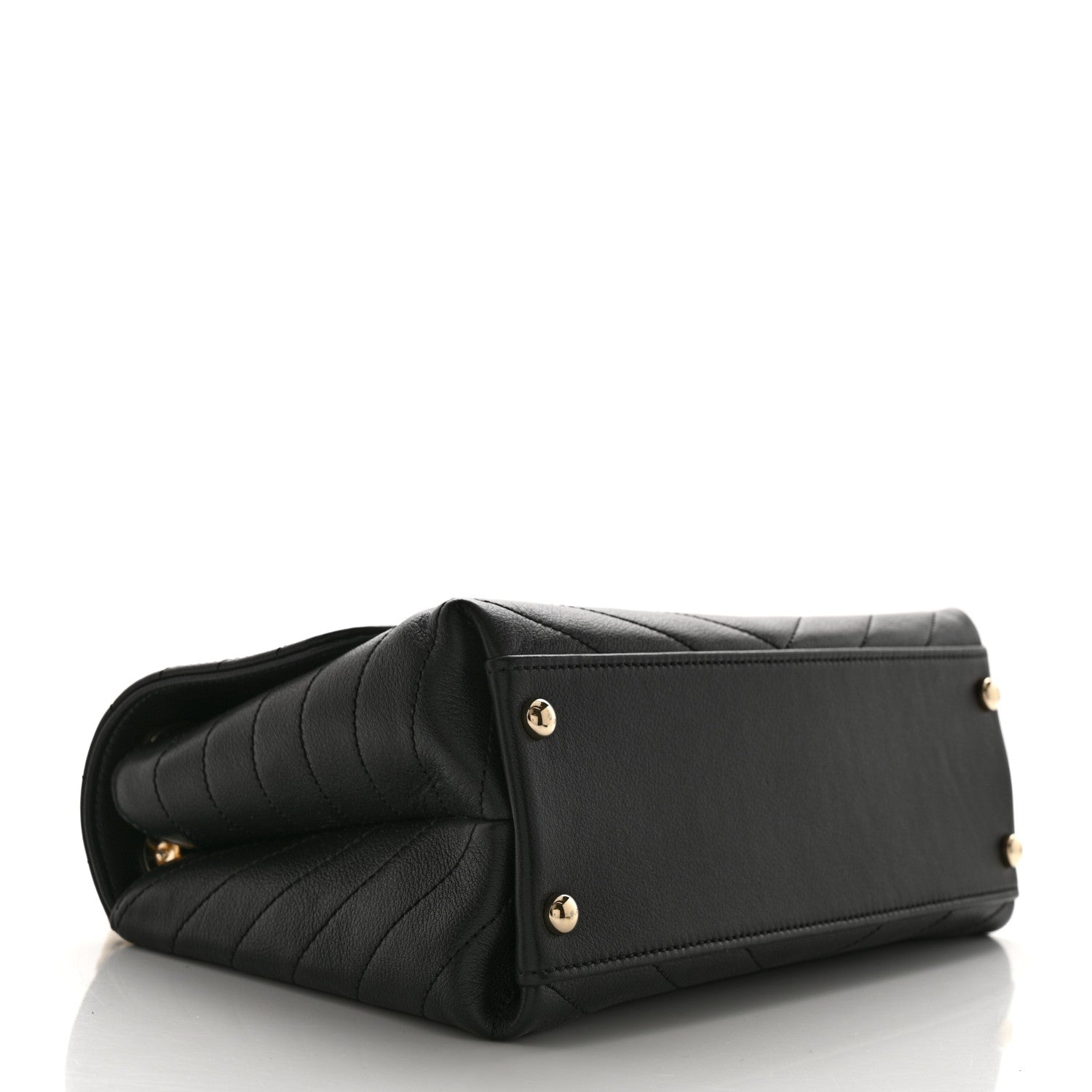 Chanel Grained Calfskin Small Chevron Chic Top Handle Flap Black 4 of 11