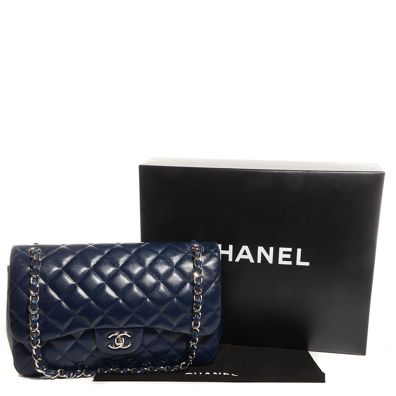 Chanel Caviar Quilted Jumbo Double Flap Navy Blue 5 of 9