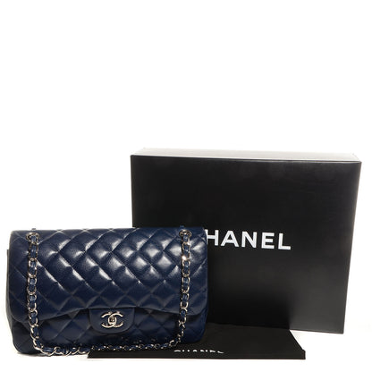 Chanel Caviar Quilted Jumbo Double Flap Navy Blue 5 of 9