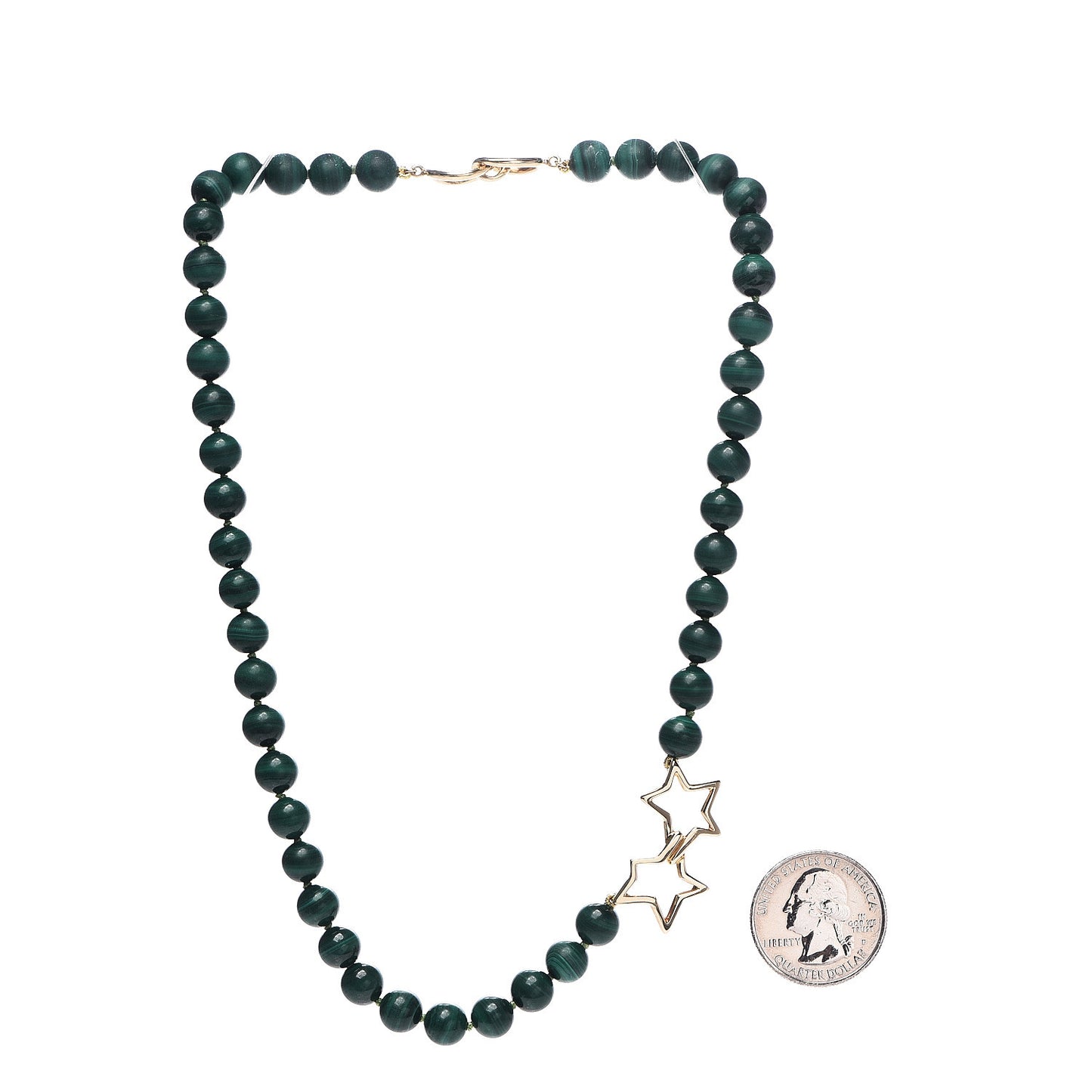 18K Yellow Gold Malachite Bead Necklace
