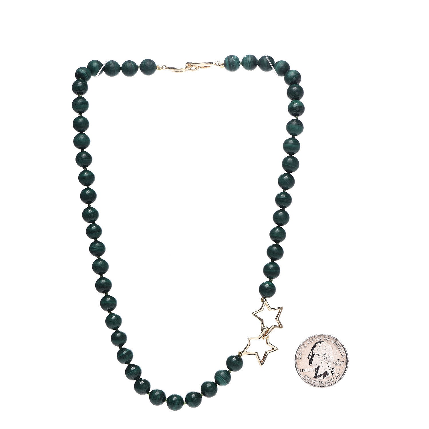 Tiffany 18K Yellow Gold Malachite Bead Necklace 2 of 4