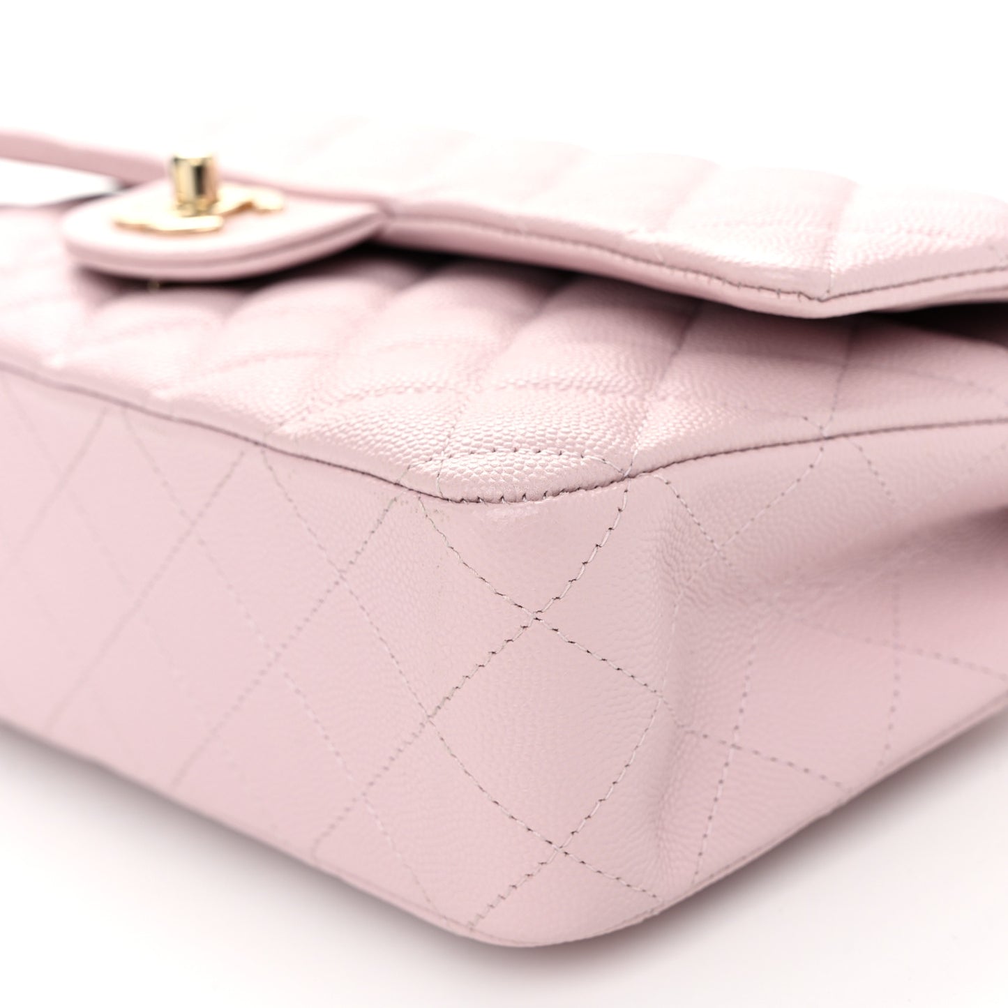 Caviar Quilted Medium Double Flap Light Pink