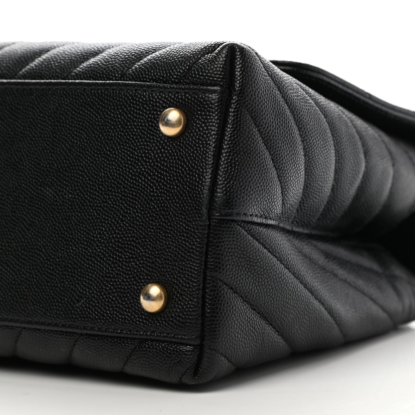 Caviar Chevron Quilted Small Coco Handle Flap Black