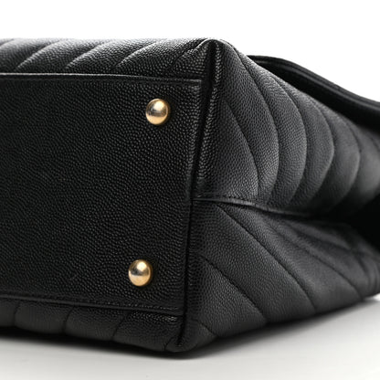Chanel Caviar Chevron Quilted Small Coco Handle Flap Black 9 of 10