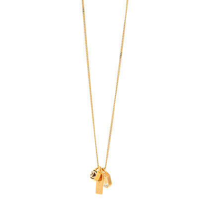 Chanel Metal Crystal Charm Necklace Purple Gold 1 of 6
