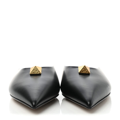 Valentino Garavani Calfskin Roman Stud Pointed Flat Mules 38.5 Black 2 of 8