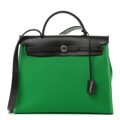 Hermes Vache Hunter Toile Herbag Zip 31 PM Bambou Kaki 1 of 10